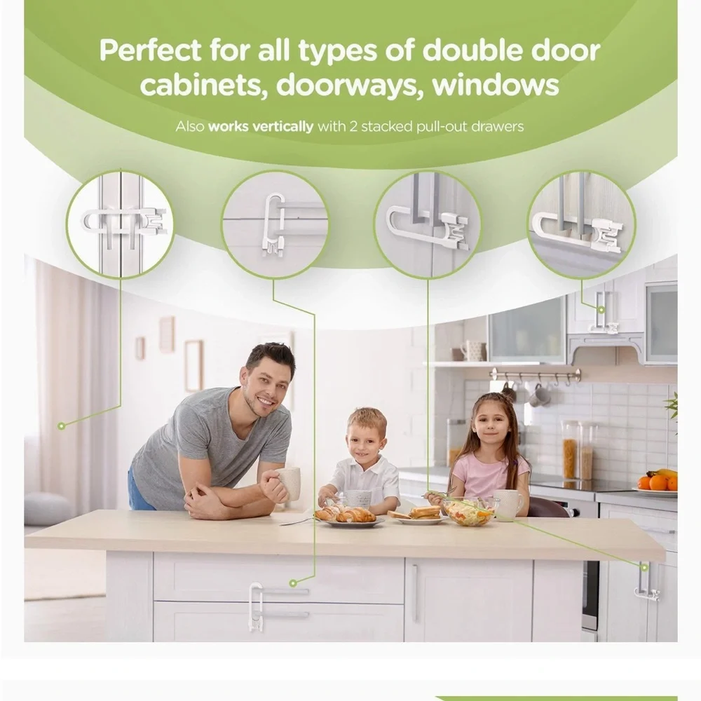 NIB Kid Proof Cabinet Handle Locks (8-Pack)